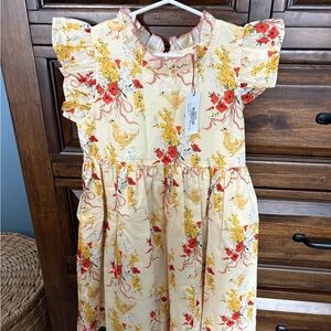 Pink Chicken Floral Yellow Chick Dress